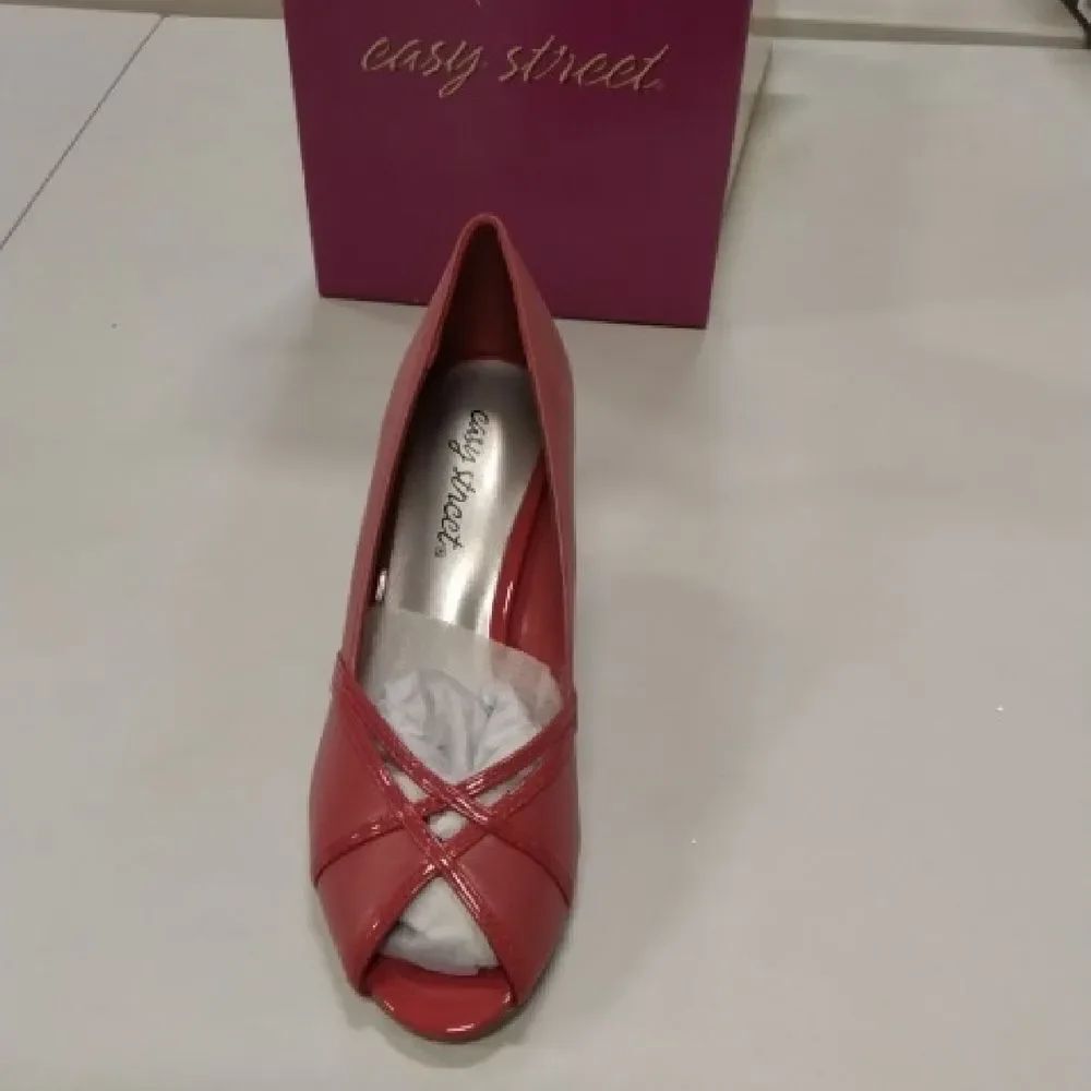 Easy Street Women's  Celeste Red Peep Toe Heels